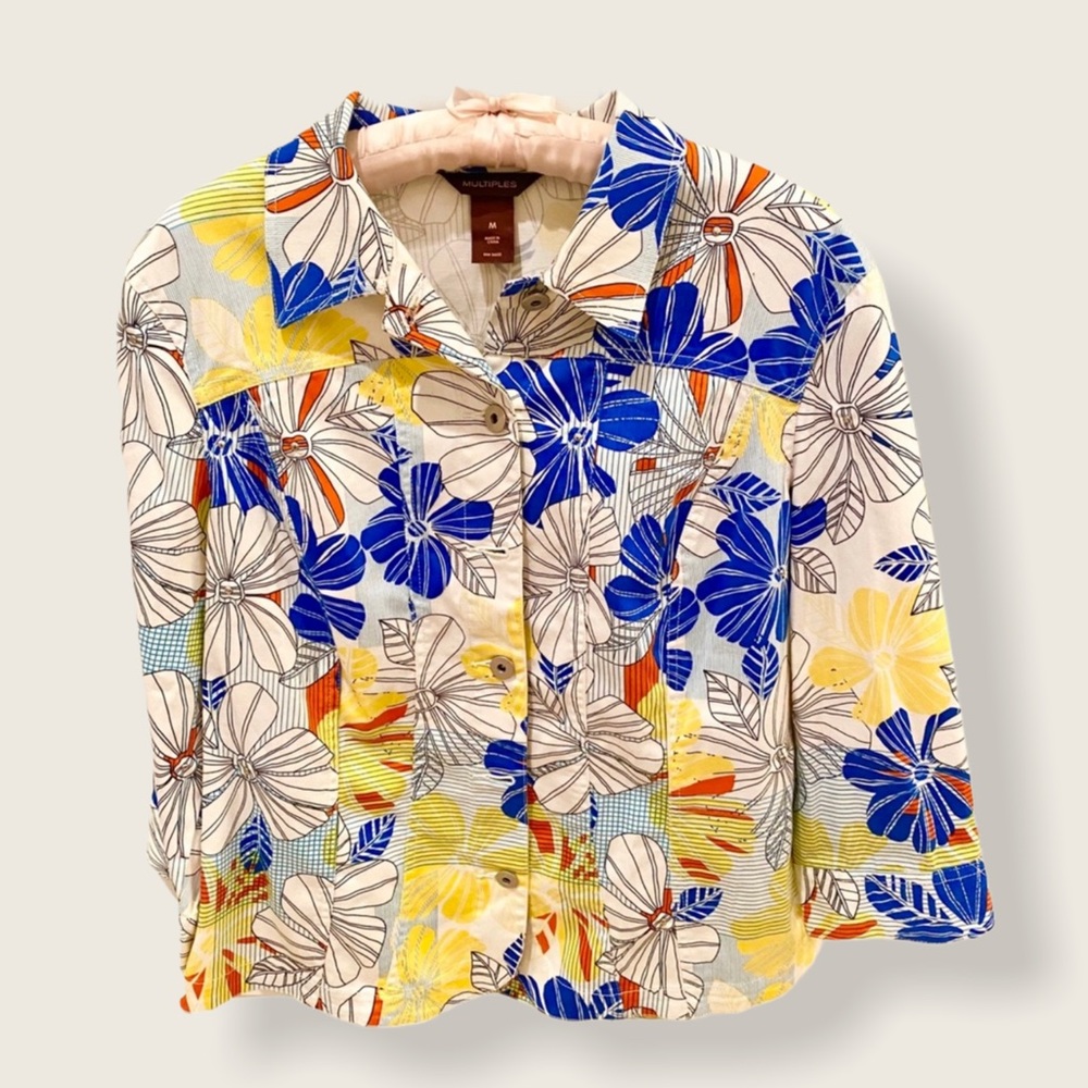 Multiples Jacket Tropical Floral Pattern w/ studs